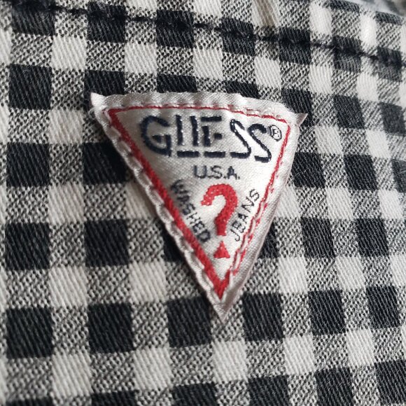 Iconic Y2k Guess Jeans Black White Gingham Check Stretchy Low Rise Jeans - Picture 2 of 16